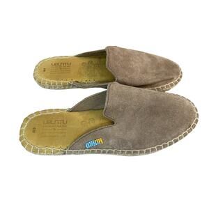 UBUNTU Life Lamu Sand Beige Suede Leather Espadrille Mules Flats 6W Never Worn